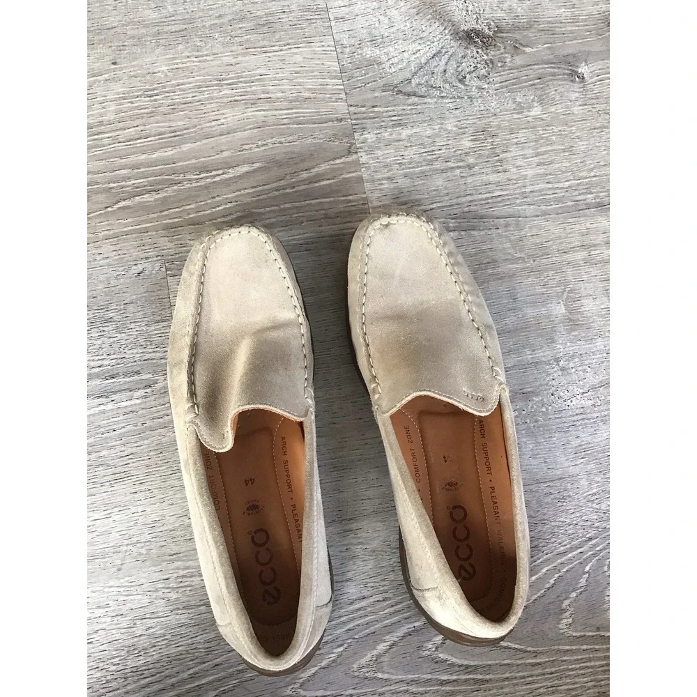 ECCO Tan Leather Driving Loafers Shoes Mens Size EURO 44 / 10.5 US